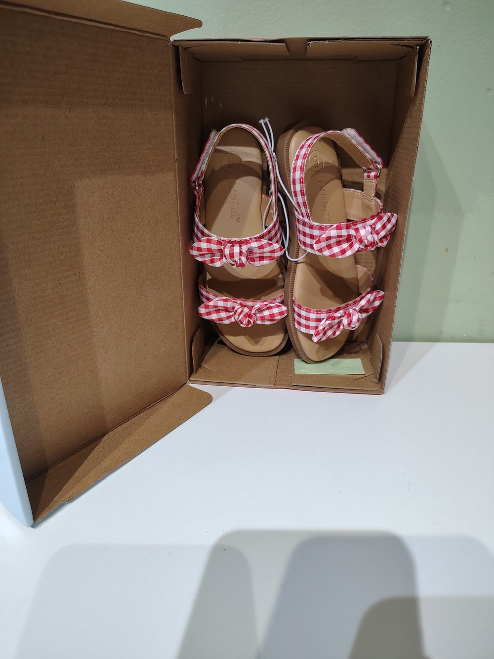 NIB NWT Cat & Jack Lillie Sandals Red White Bow 4th of July Pin Up Style 9